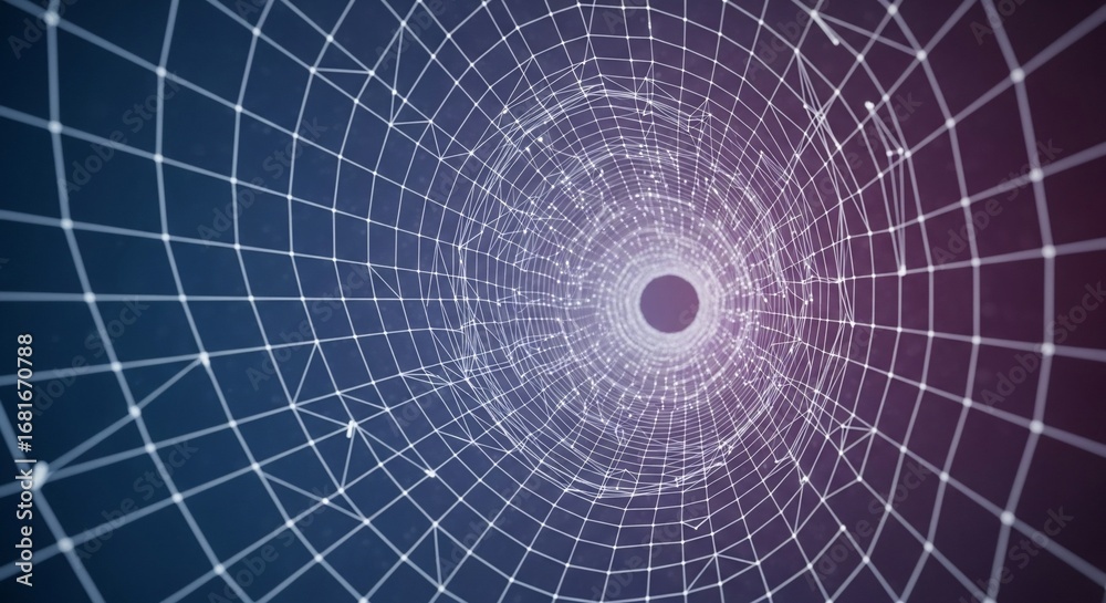 Obraz premium Abstract Digital Tunnel Data Flow Network Visualization.