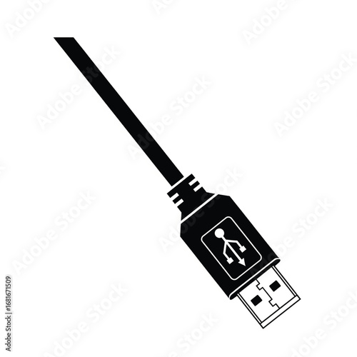 black usb cable vector