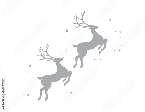 Reindeer silhouette for christmas isolated on white background