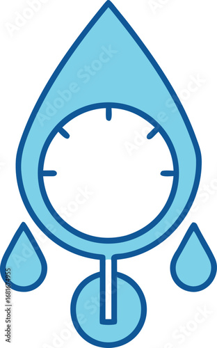 Water drop timer icon with dripping water