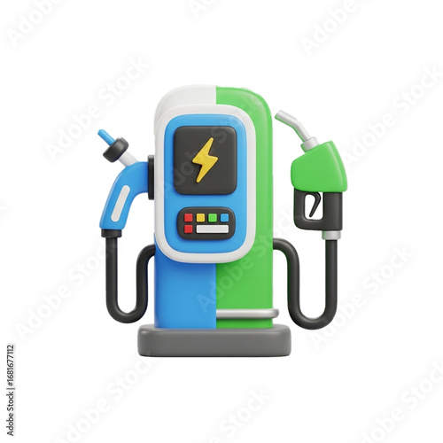 3d icon of Electric charging pump hybrid isolated 