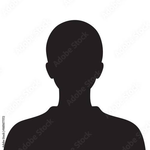 Silhouette of a person's head and shoulders representing an anonymous profile or placeholder image. silhouette