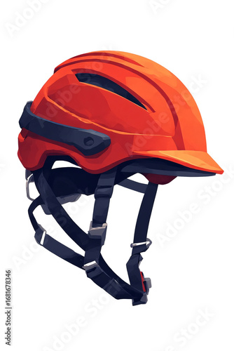 An orange plastic safety helmet with goggles is essential protective headwear for industrial work