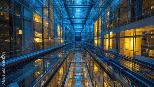 Maintenance worker in white hard hat standing inside elevator cabin