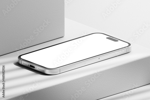 Floating smartphone mockup with realistic shadows for app screen and branding presentations.