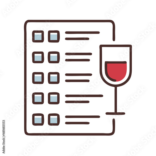 Vector art of wine menu with a glass of red wine, perfect for restaurants, bars, and wine tasting events and celebrations