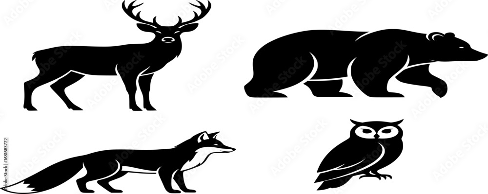 Fototapeta premium vector silhouettes of animals