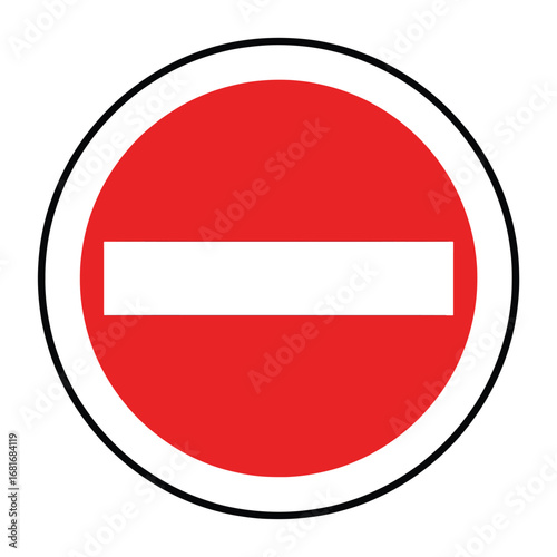 Red circular no entry traffic sign with white horizontal bar isolated on transparent background Free Download Red circular no entry traffic sign with white horizontal bar isolated on transparent background - GFXLoad