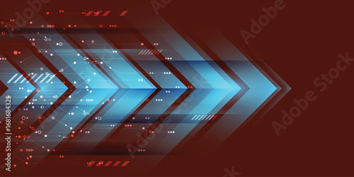 Dynamic blue arrows advancing forward on a rich brown background motion graphic red background