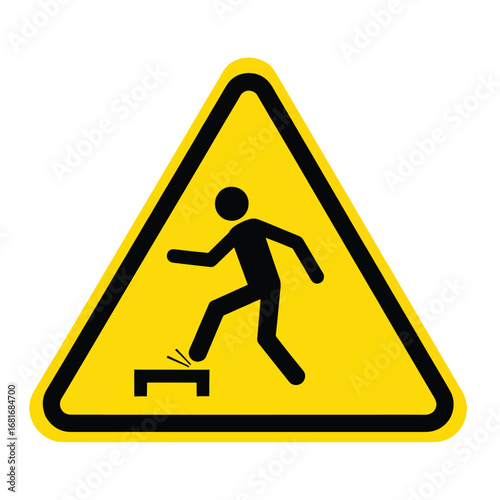 Cautionary symbol person stepping on raised surface warning sign on transparent background safety alert