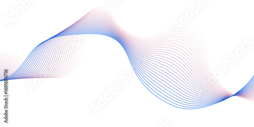 Abstract background with lines and waves. Medium banner size. Element for design isolated on white. Vector background for brochure, booklet, flyer, poster. Colorful gradient. Blue and red.
