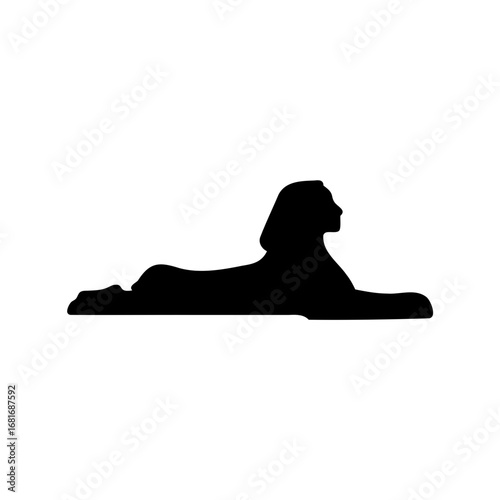 Silhouette of the Great Sphinx of Giza against a white background
