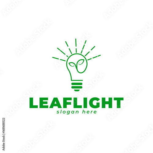 Creative leaf logos shoot a little grow on light bulbs - Vector