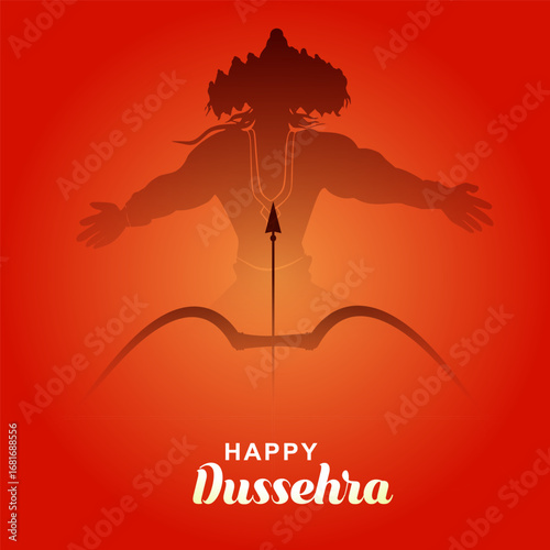 Happy Dussehra Silhouette of Ravana and the Bow