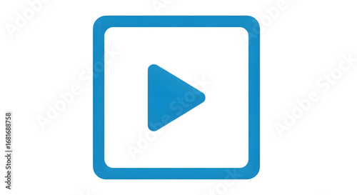 Free Download Blue play button icon isolated on transparent background, a simple and clean design for media player, video streaming, or any interactive application interface - GFXLoad