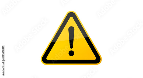 Yellow triangle with exclamation mark isolated on transparent background to indicate attention, caution, danger, warning, hazard, safety, risk, problem, or urgent issue