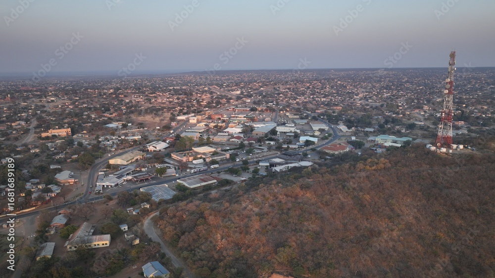 Fototapeta premium Serowe village aerial views in Central Botswana, Africa