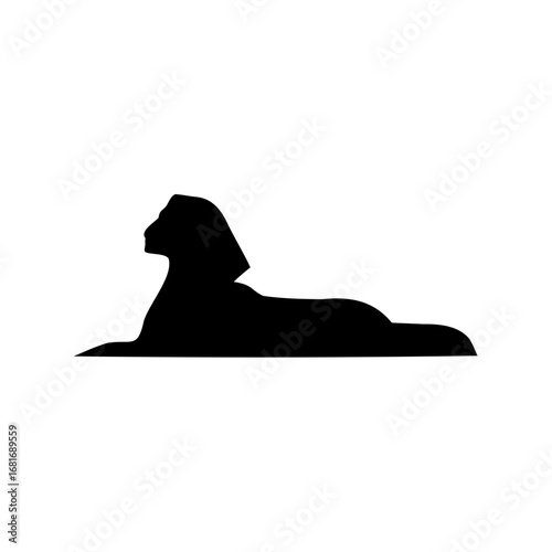 Magnificent silhouette depiction of the Great Sphinx of Giza against white backdrop