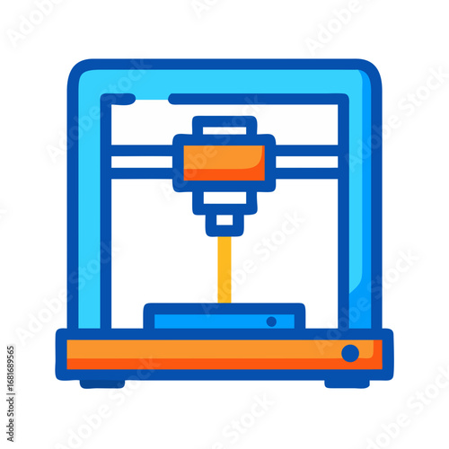 Vector art of 3d printer icon showcasing advanced technology and precision engineering for rapid prototyping and innovative manufacturing solutions