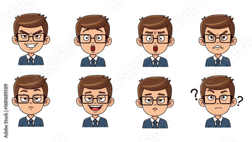 Office Manager His Moods During Working Business Professional Leadership