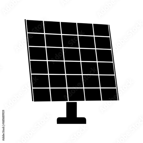 Single solar panel array with support structure and white background
