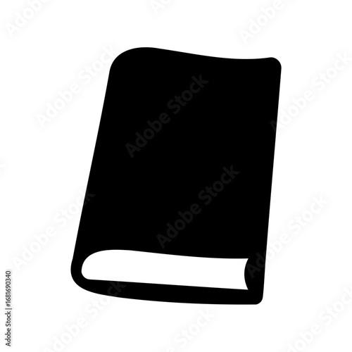 Stylized black book illustration, symbolic of knowledge, education, and reading material