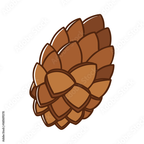 Vector art of a brown pinecone, a natural forest element for autumn and winter
