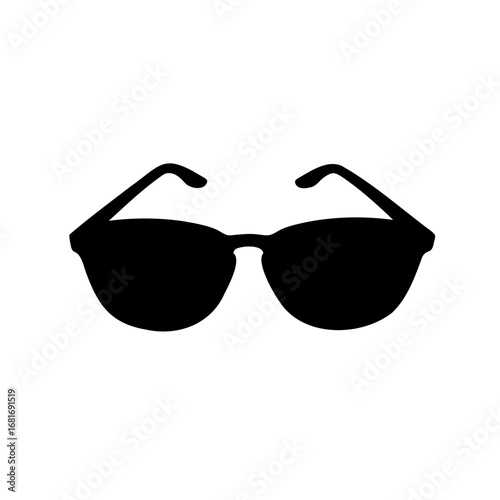 Black Silhouette of Sunglasses Isolated on White Background, Style and Sun Protection