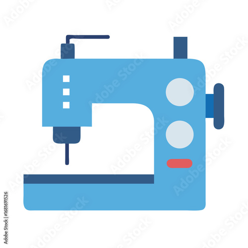 Illustration of a blue sewing machine, a tool for stitching fabric