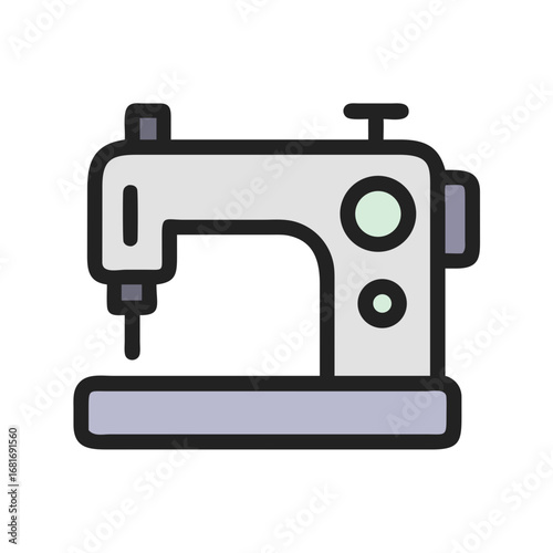 Illustration of a sewing machine, a tool used for stitching fabric together, perfect for sewing and tailoring projects
