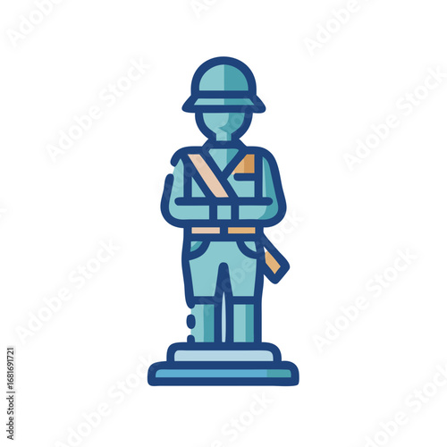 Vector art of soldier statue, a memorial to honor war veterans and their sacrifice for the nations freedom and peace