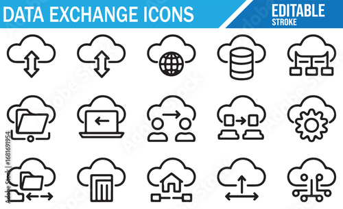 Network Data Transfer Icons in Cloud Infrastructure
