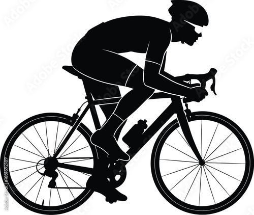 Silhouette of a cyclist riding a bicycle, , showcasing speed, fitness, and thrill of competition in this dynamic vector illustration