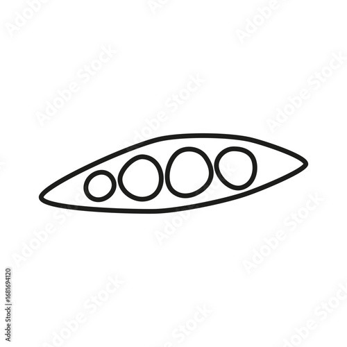 Hand drawn outline opened pea isolated on white background. Vegan high protein.