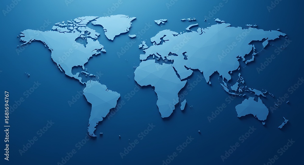 Obraz premium Detailed World Map Showing All Continents.