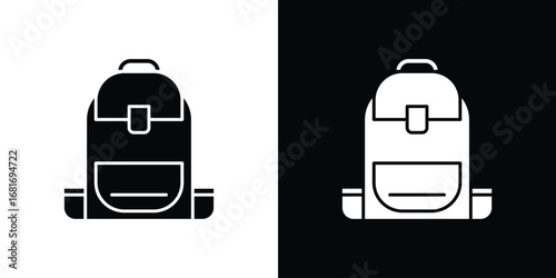 Backpack icons, simple illustration graphic doodle black design