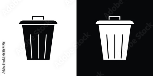 Bin icons, simple illustration graphic doodle black design