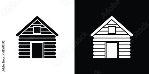 Cabin icons, simple illustration graphic doodle black design