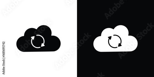 Cloud sync icons, simple illustration graphic doodle black design