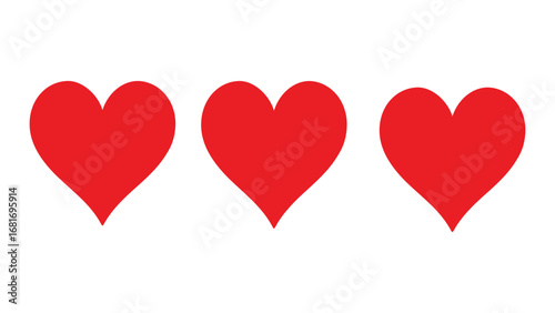 Three Red Hearts Vector Love Symbol Design

