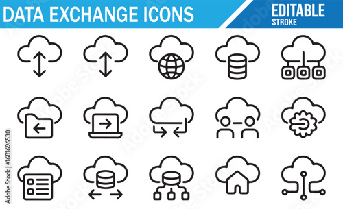 Vector Icons for Cloud Storage and Data Sharing System