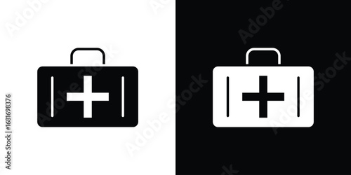 First aid icons, simple illustration graphic doodle black design