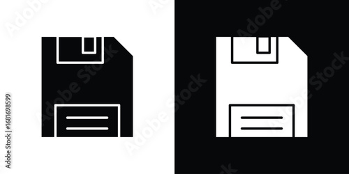 Floppy disk icons, simple illustration graphic doodle black design