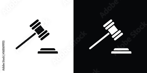 Gavel icons, simple illustration graphic doodle black design