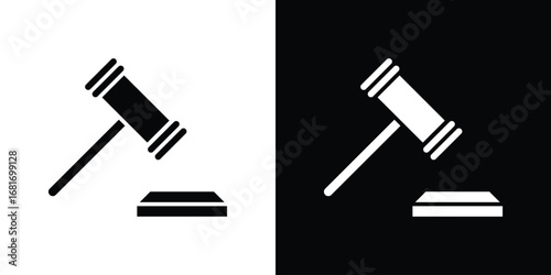 Gavel icons, simple illustration graphic doodle black design