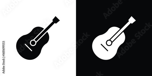 Guitar icons, simple illustration graphic doodle black design