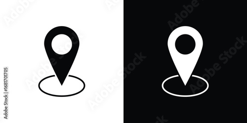 Located icons, simple illustration graphic doodle black design