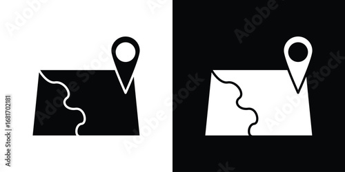 Map icons, simple illustration graphic doodle black design