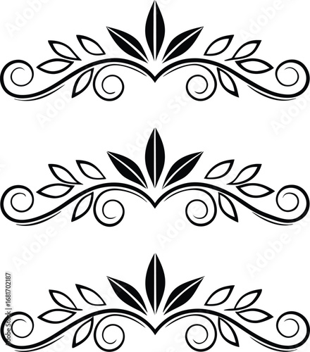 elegant, floral, divider, border, scroll, element, for, wedding, invitation, or, decorative, frame, vector