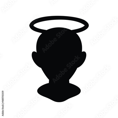 Silhouette of a human head with an angel halo above it